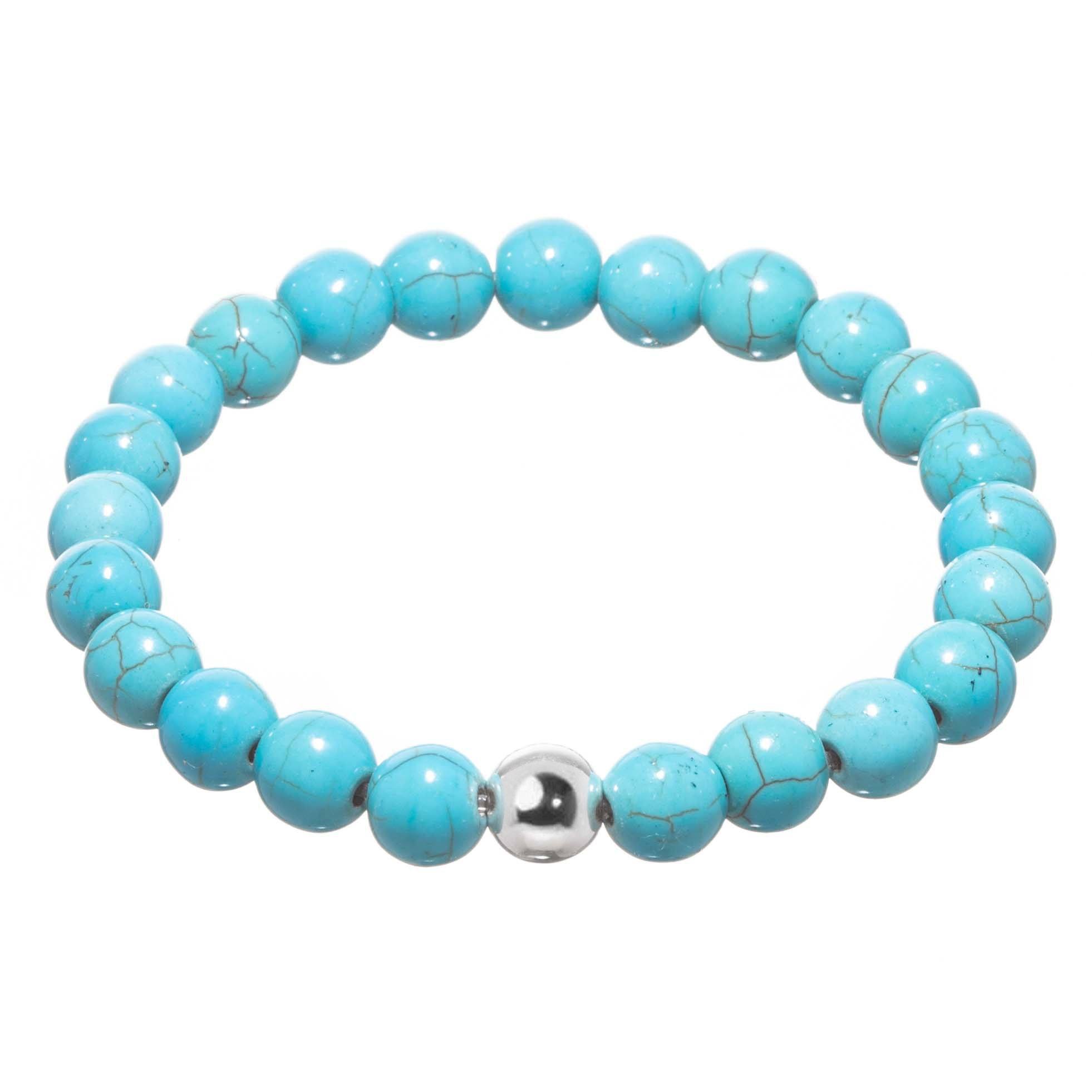 Pulsera de esferas con resina de turquesa y plata