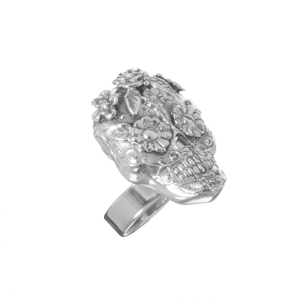 Anillo calavera mexicana de plata – Prata Joyería1