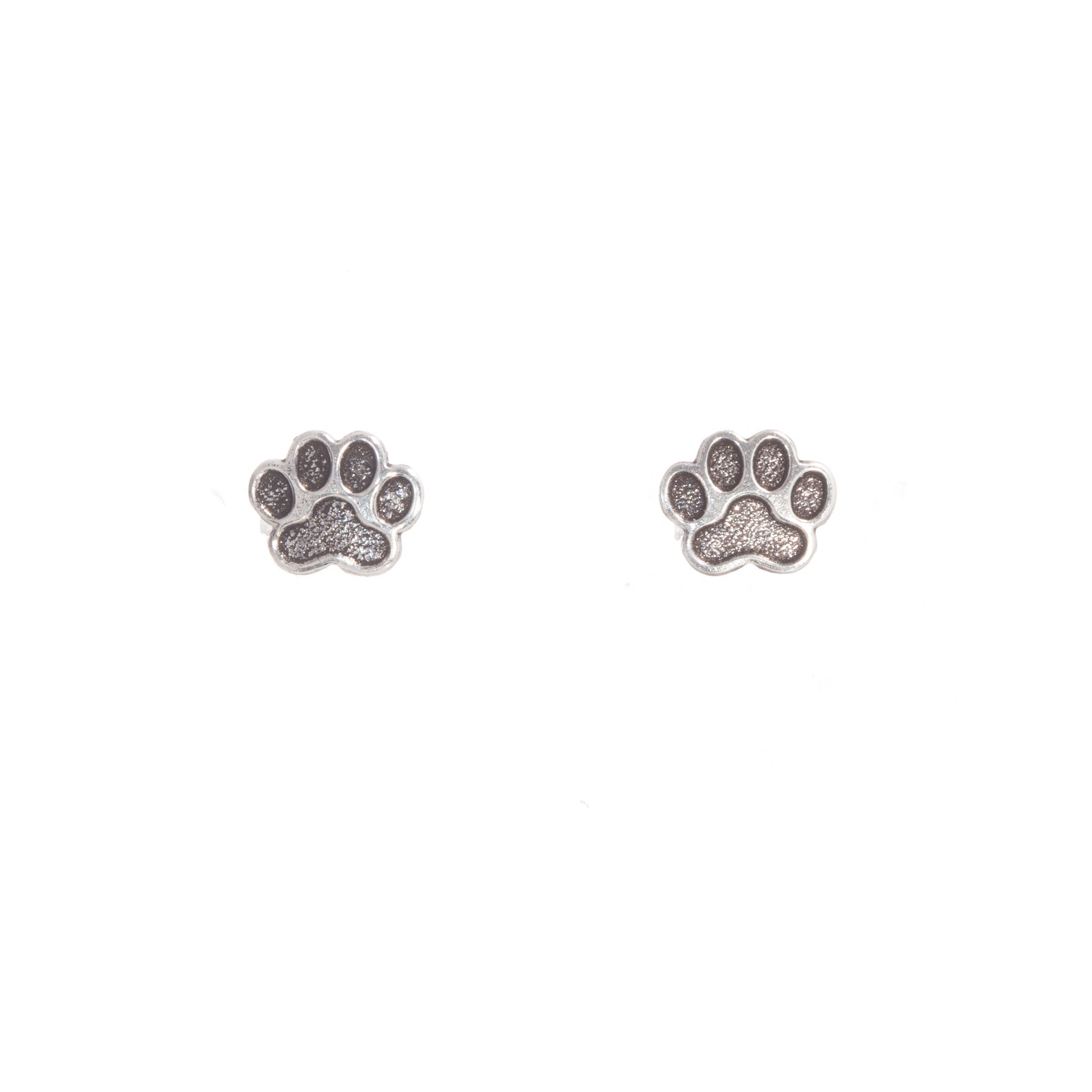 Aretes de poste Huellitas de perro de plata mexicana