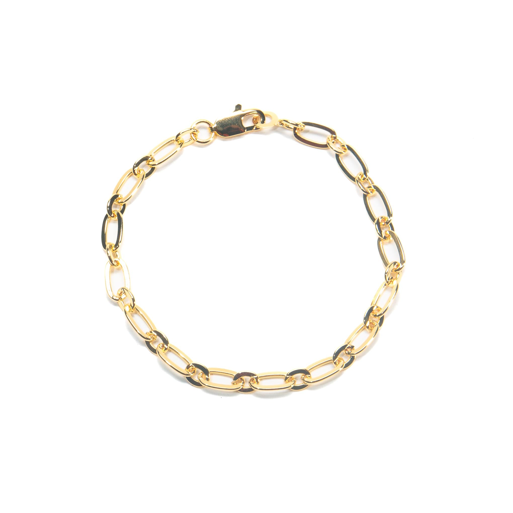 Pulsera dorada eslabones  ovalados engarzados 
