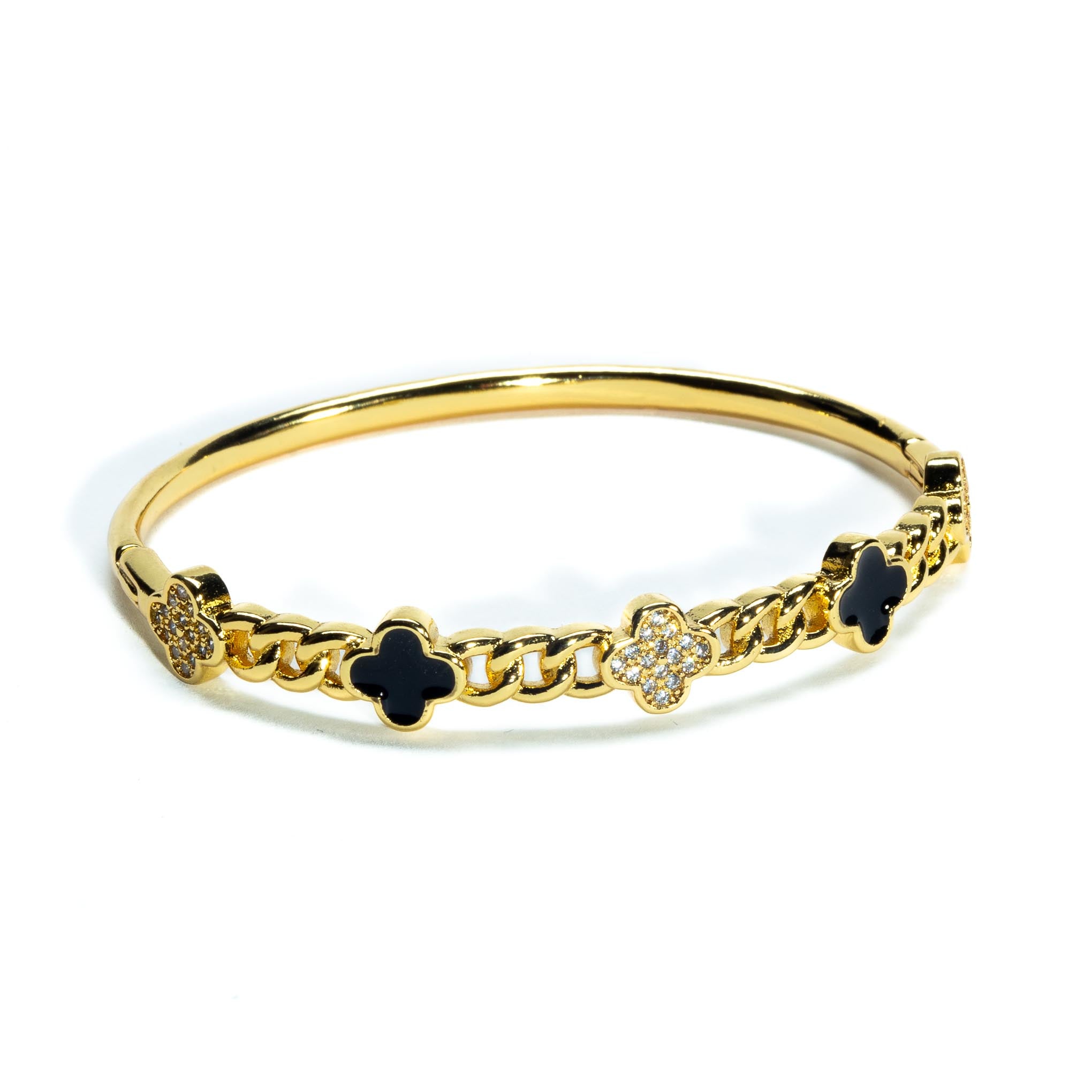 Brazalete dorado flores intercaladas 