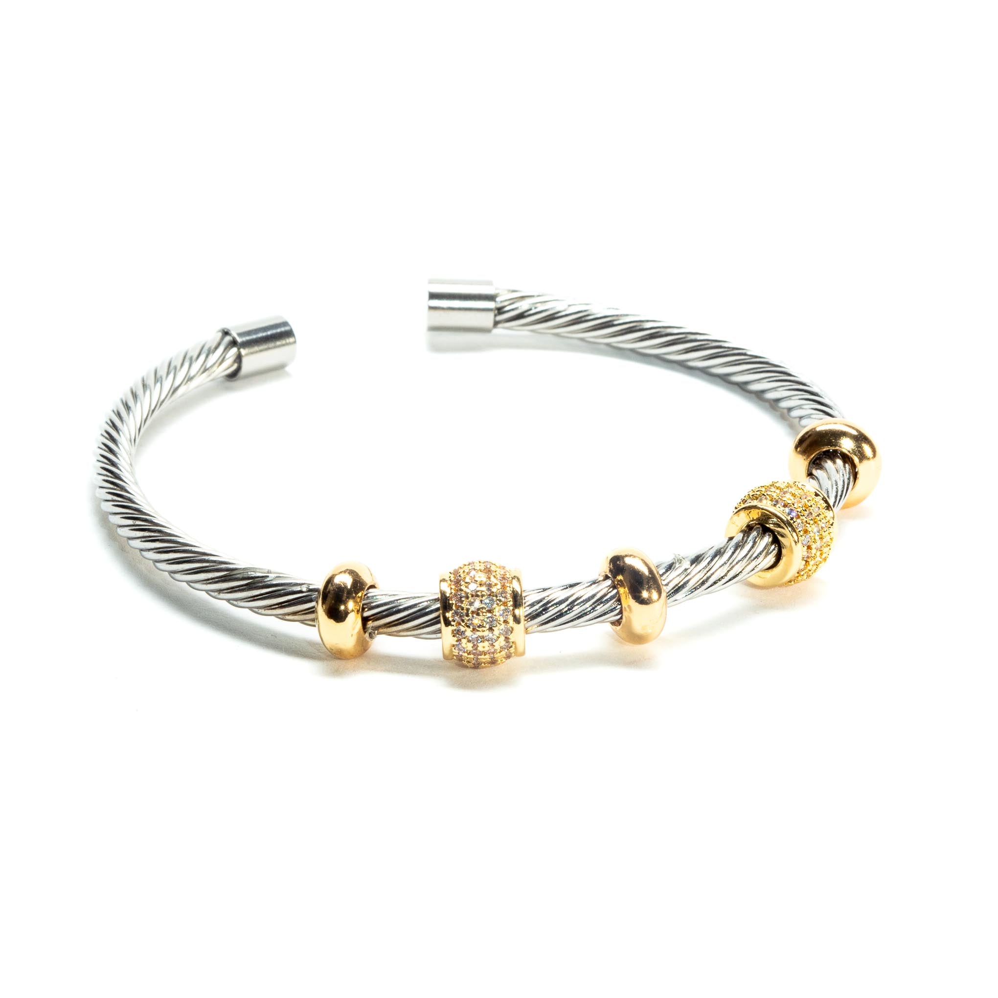 Brazalete acero trenzado con 5 dijes 