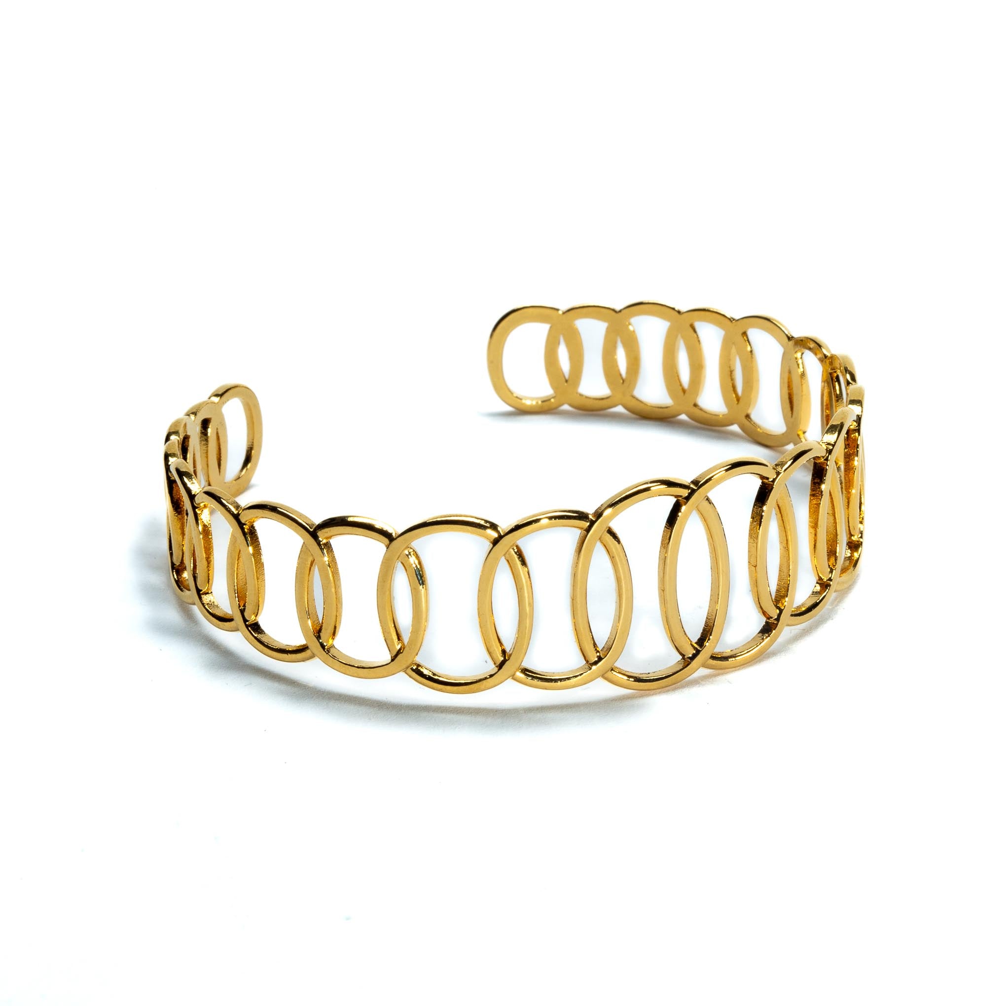 Brazalete ajustable dorado circulos entrelazados 