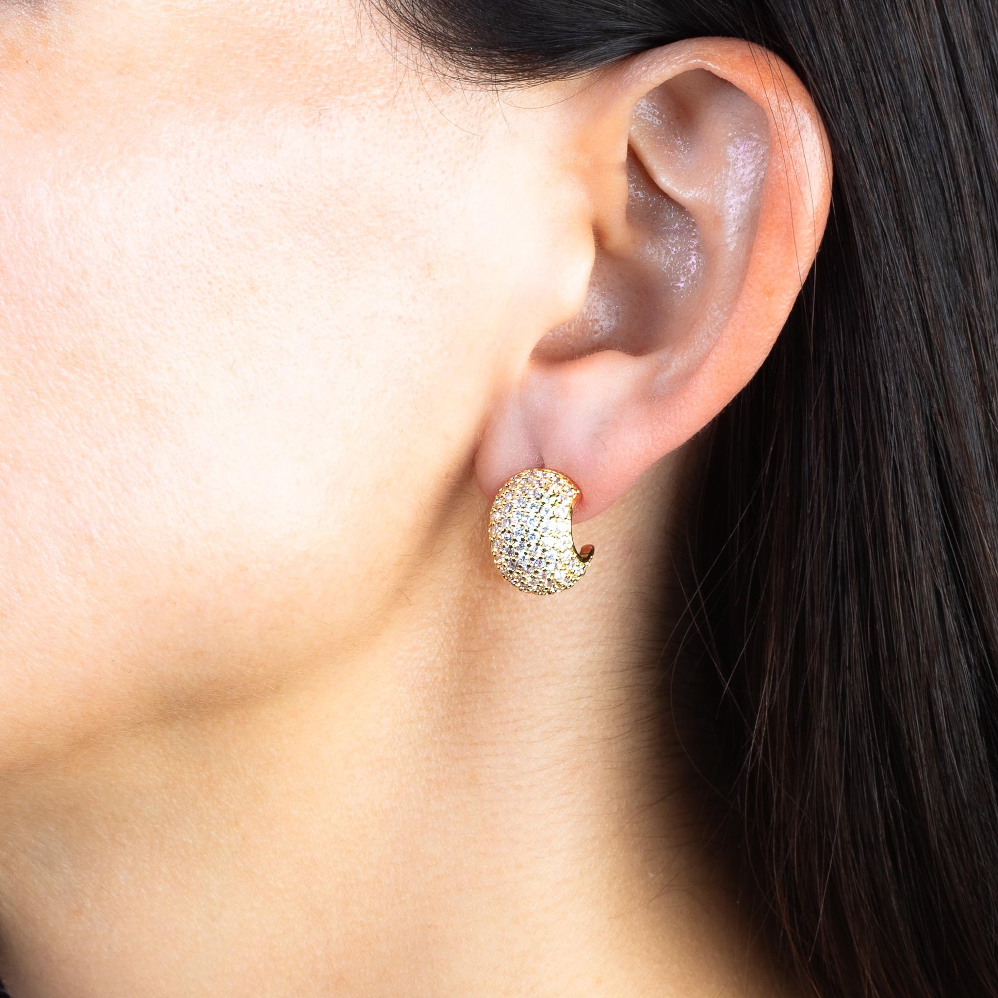 Arracadas doradas panal con zirconias 
