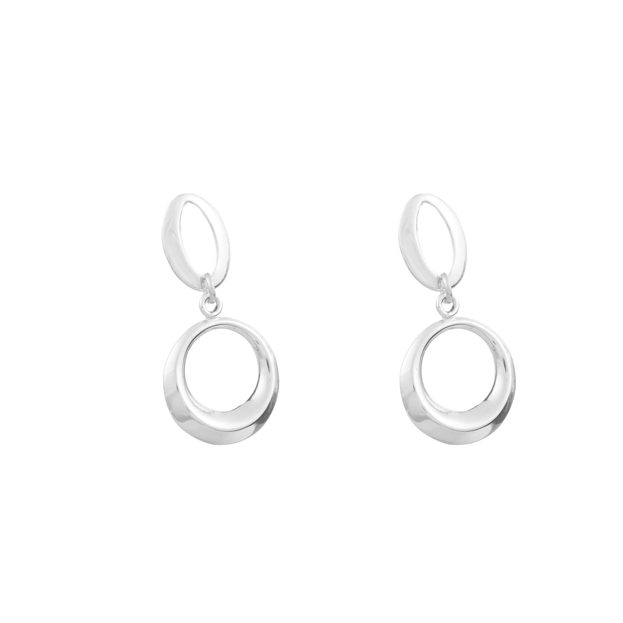 Silver circle dangle earrings