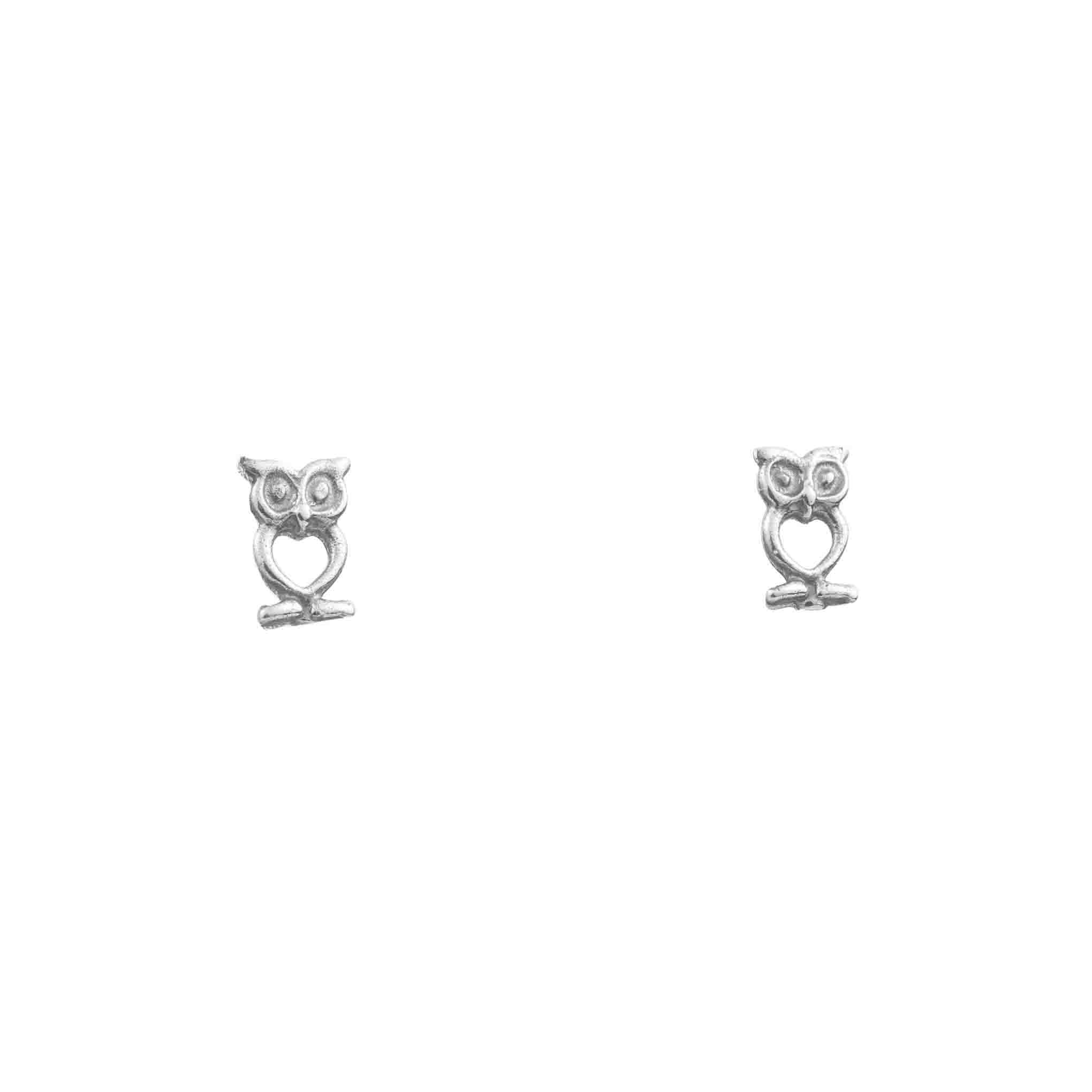 Silver earrings owl mini