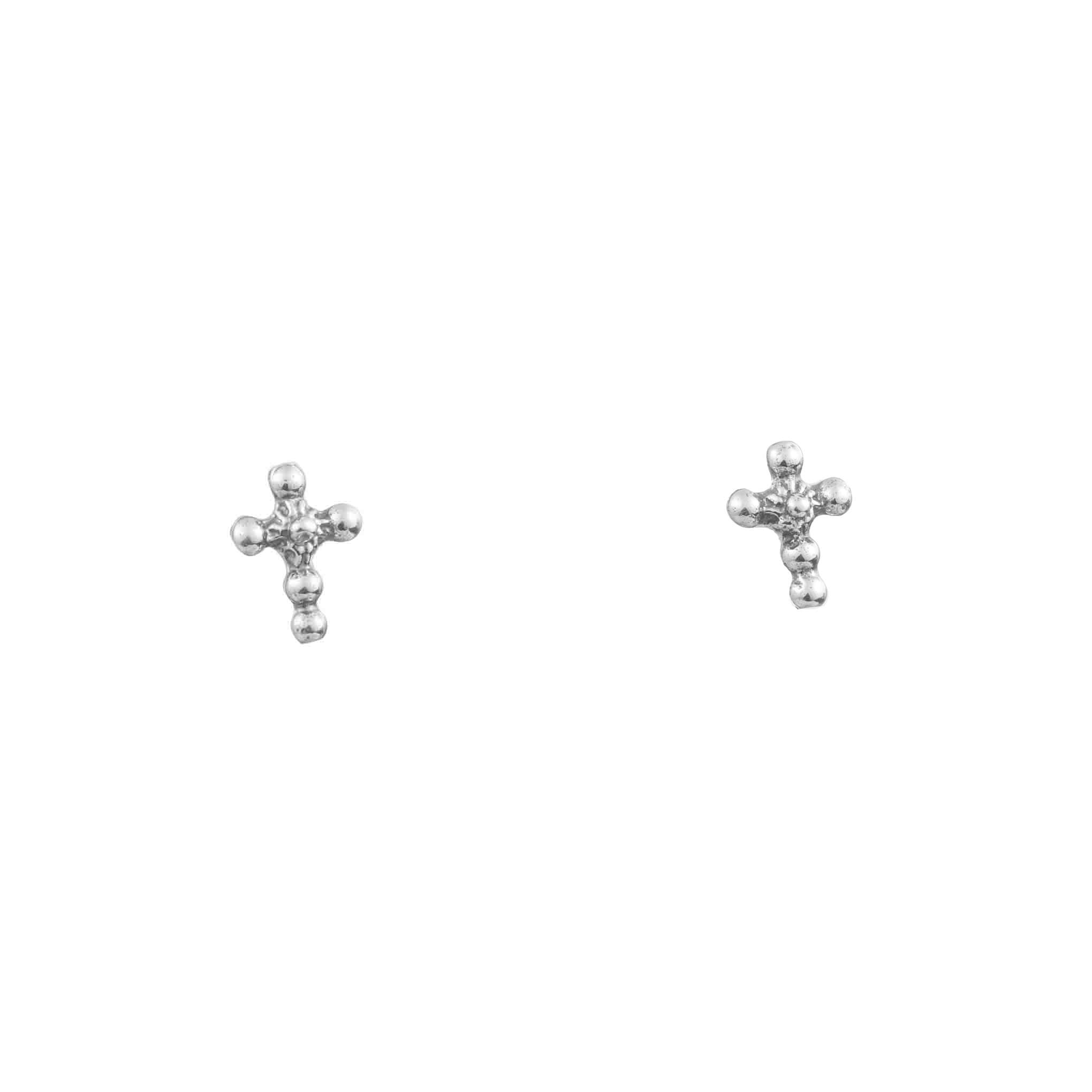 Sterling silver mini cross earrings