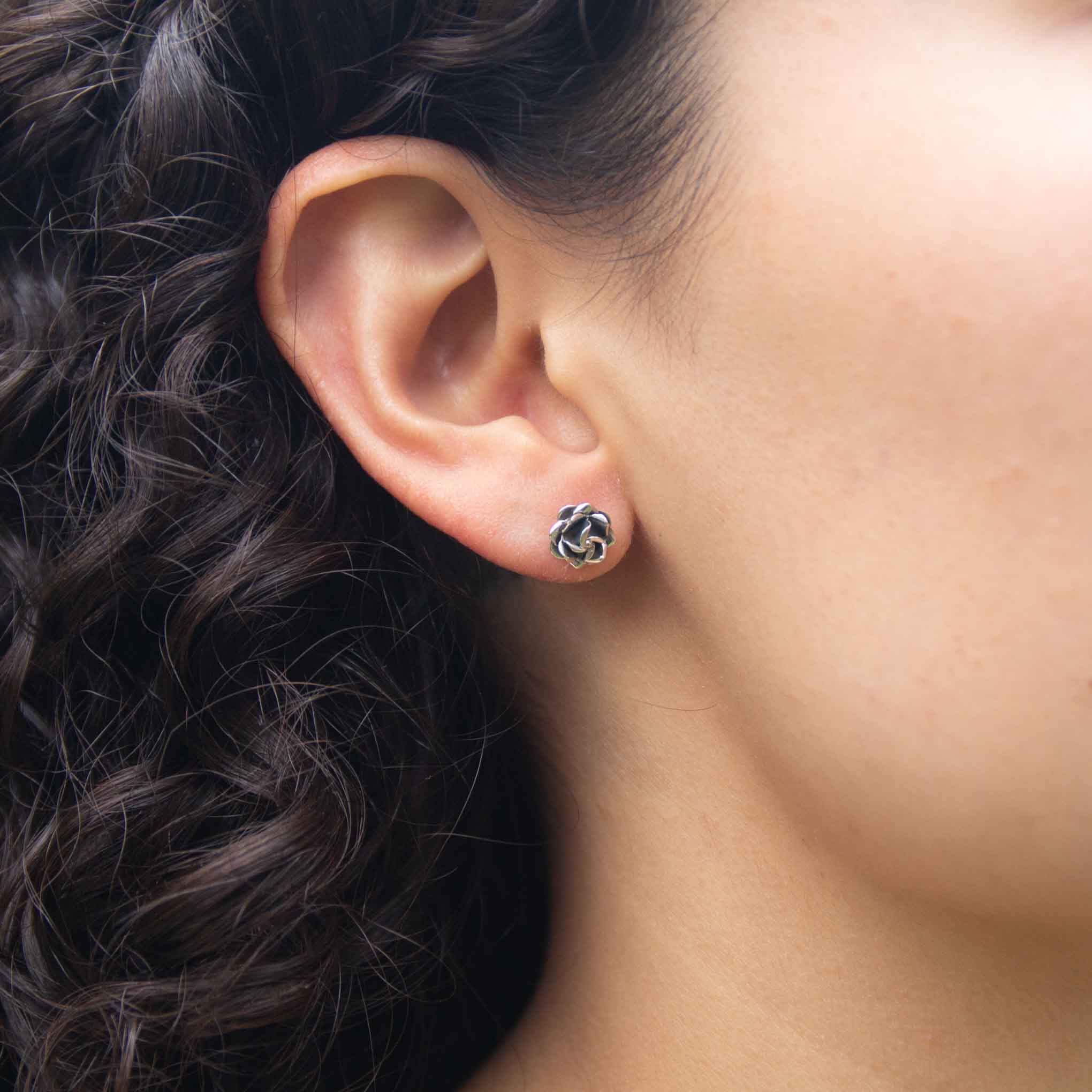 Silver earrings mini rose