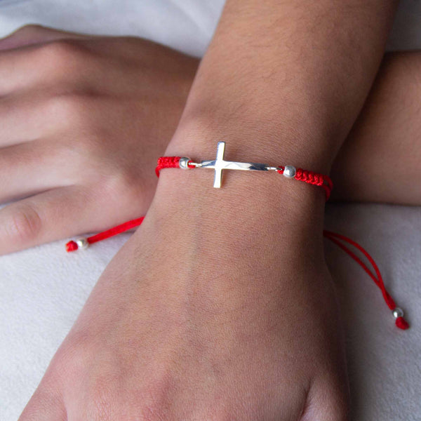 Bracelet of thread with mexican silver cross – Prata Joyería