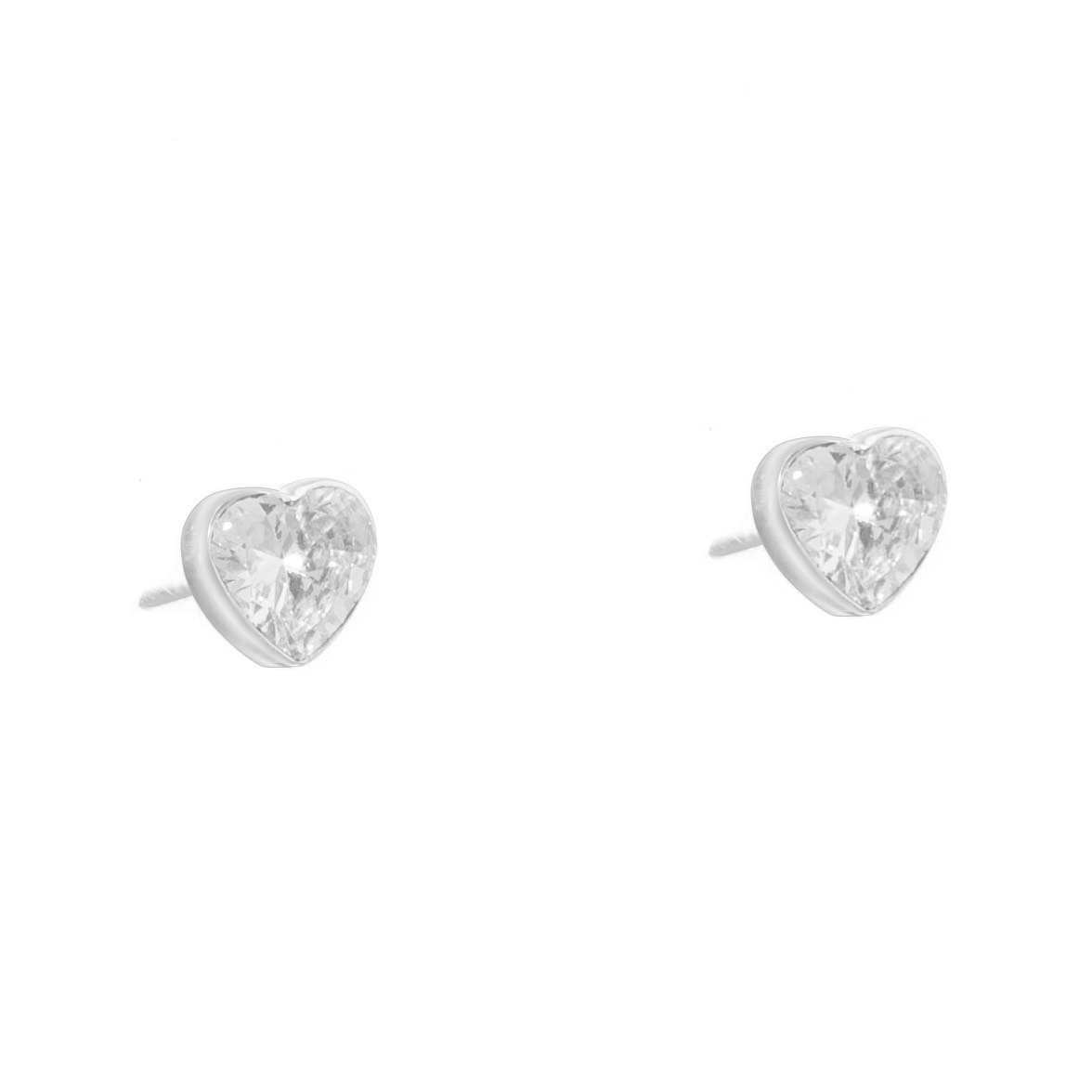 Aretes forma de corazón de plata con zirconia